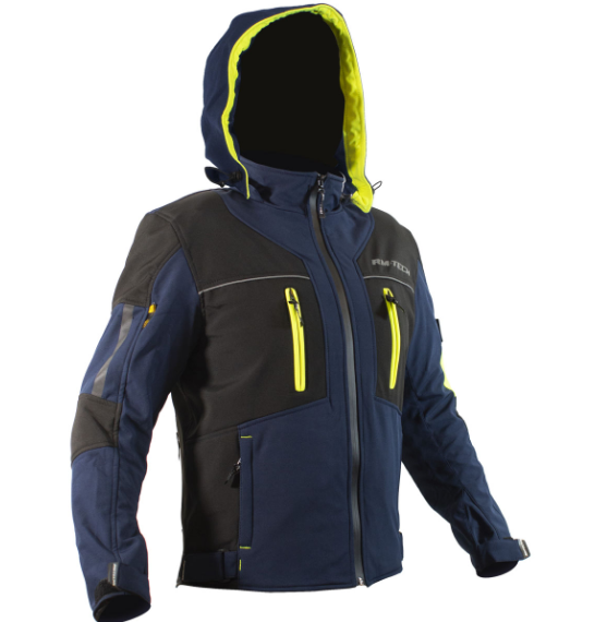 CHAMARRA PARA MOTOCICLISTA RMTECH INSANE AZUL/NEGRO/FLUORESCENTE - Image 2