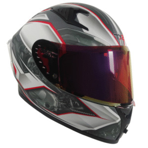 CASCO TX2 CERRADO MUFFER GRIS/BLANCO/ROJO Z501