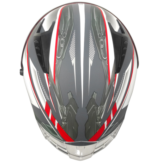 CASCO TX2 CERRADO MUFFER GRIS/BLANCO/ROJO Z501 - Image 3