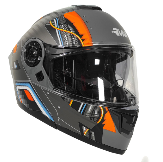 CASCO RMM ABATIBLE REMOTE GRIS/NARANJA/AZUL