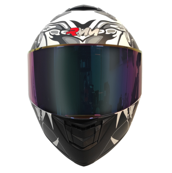 CASCO RMM CERRADO HF701 CARNIVORE NEGRO/BLANCO MICA TORNASOL Y LENTE INTERNO - Image 2