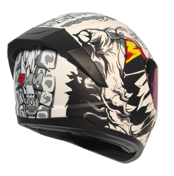 CASCO RMM CERRADO HF701 CARNIVORE NEGRO/BLANCO MICA TORNASOL Y LENTE INTERNO - Image 3